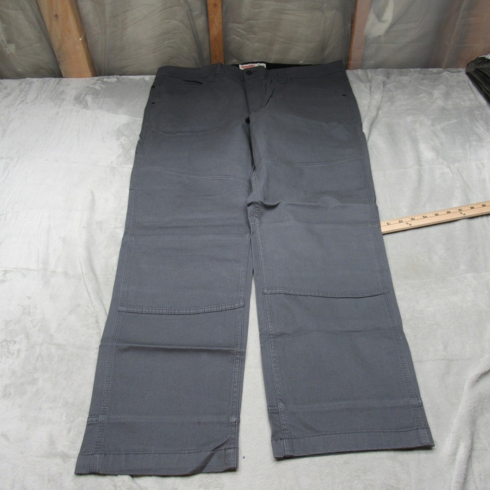 Wrangler Utility Pants Mens 40x32 Gray Regular Fit Double Knee Stretch Work NEW